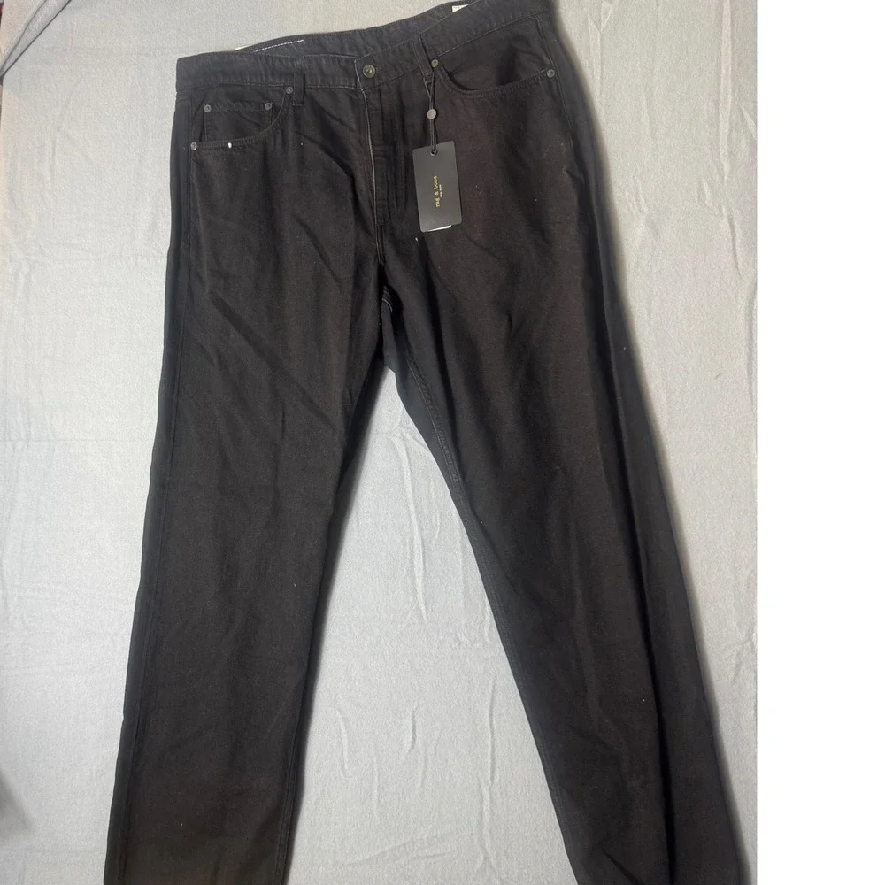 Rag & Bone Fit 4 Featherweight Black Straight Leg Jeans 38x32 MED25S1247RGBL‎